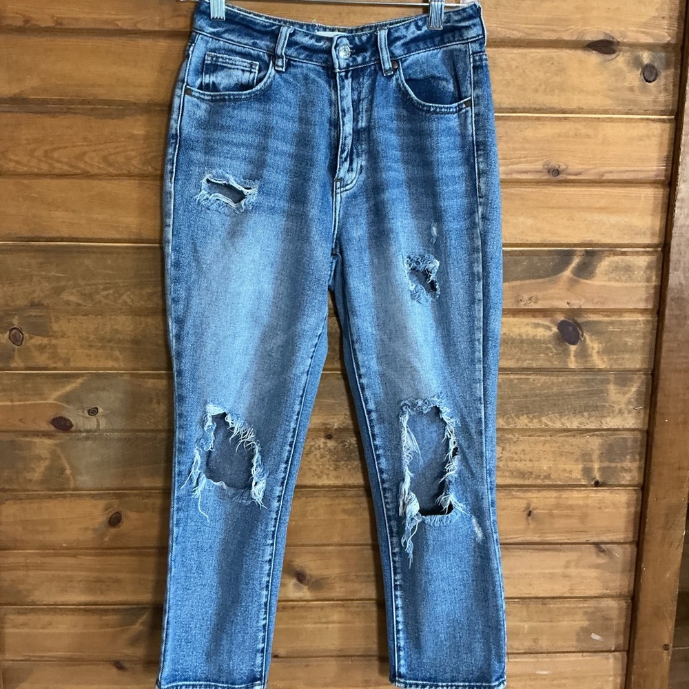 PacSun Ripped Mom Jeans in Classic Blue